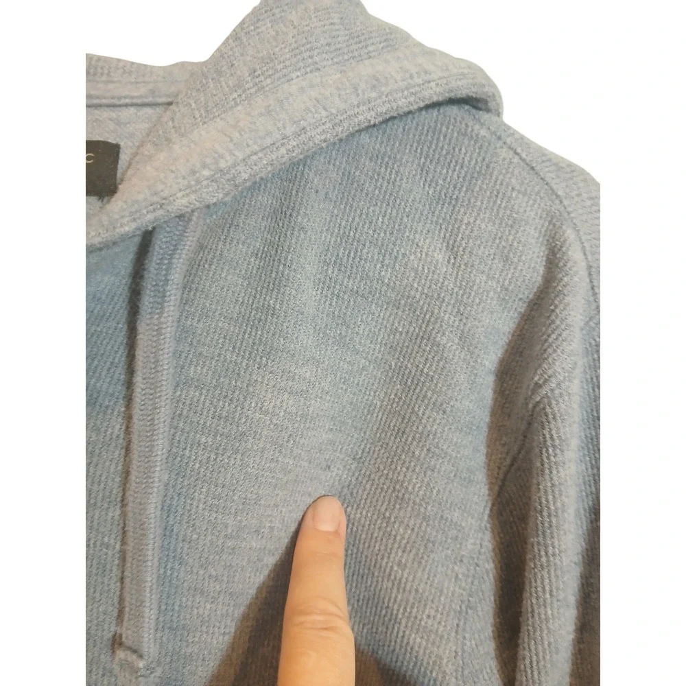 Banana Republic Mens Blue Waffle Knit Henley Eco Hoodie Pullover Medium Blue